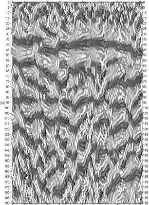 Ukázka jiného hloubkového řezu z detailní reflexní seismiky.