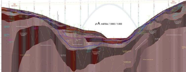Ukázka výstupu průzkumu pro založení mostu - parametry dle MRS, VES a VDV - Kliknutím zvětši